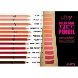 Ashley Color Stay Lip Liner Pencil Set แท้