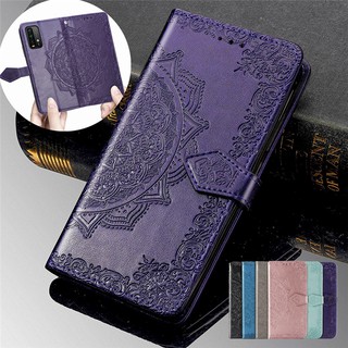 กระเป๋าสตางค์หนังมันดาลาเคสโทรศัพท์สำหรับ XIAOMI Redmi 9 9T redmi9 T redmi9T 5G ยืนเคสสีทึบพร้อมสายรัดข้อมือ