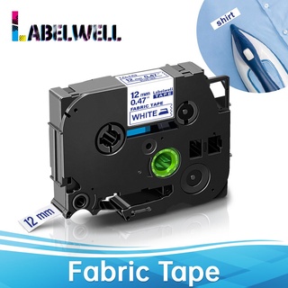 12mm FA231 Fabric Iron-on Label Compatible For Brother FA231 FA3R FA3 Blue on White Fabric Tapes for PT label maker