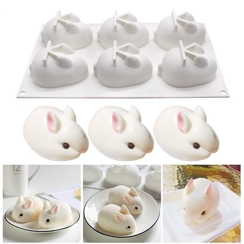 Love แม่พิมพ์ทำขนม ซิลิโคน ลูกหมู ลายกระต่ายน้อย 3มิติ มี 6 ช่อง สำหรับพิมพ์วุ้น/สบู่/ขนมปัง