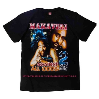 เสื้อยืดชาย เสื้อยืดสีขาว UU street เสื้อวง 2Pac Hip Hop T-shirt เสื้อยืดวง 2Pac Tupac ผ้าฝ้ายแท้