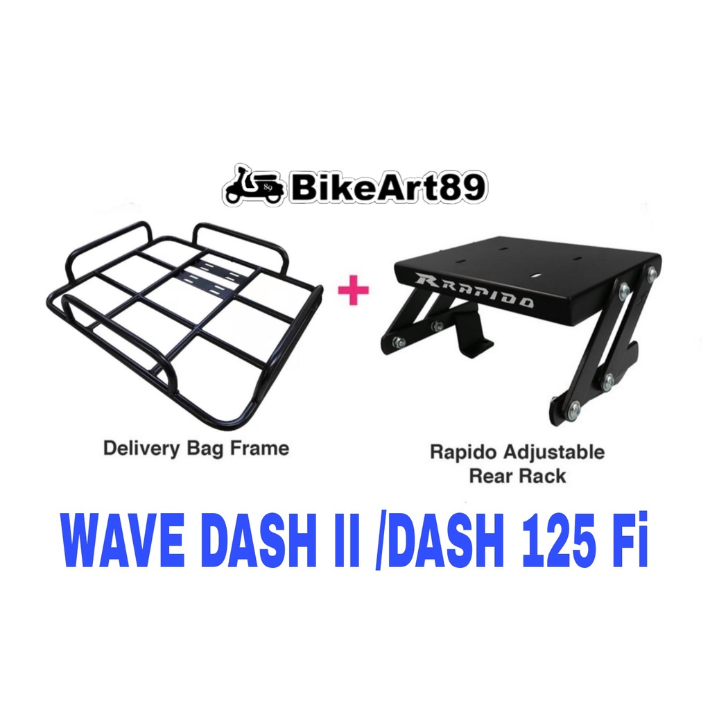 RAPIDO Monorack Honda WAVE DASH II/ DASH 125 Fi Foodpanda Grabfood Shopee กระเป๋าส่งอาหารกรอบ Tapak 