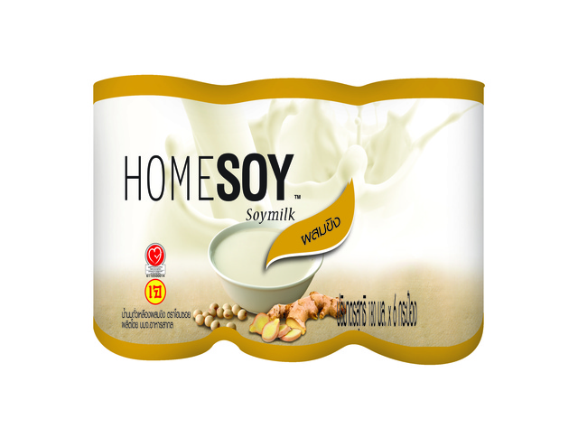 ♥ส่งฟรี♥  Homesoy โฮมซอยน้ำนมถั่วเหลือง 180 มล. (1 แพ็ค 6 กระป๋อง)  [นมถั่วเหลืองผสมขิง]