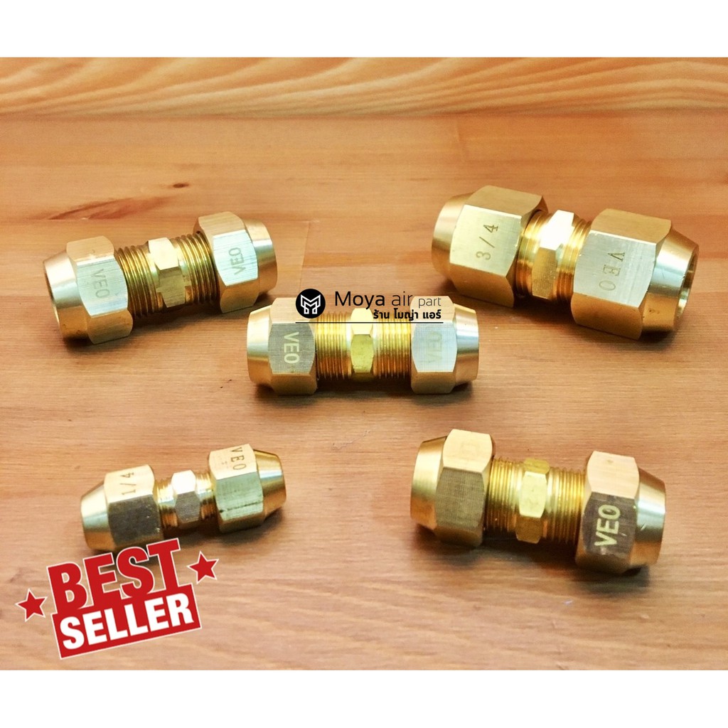 ชุดต่อท่อทองแดง ชุดแฟร์+ยูเนี่ยน ทองเหลือง ครบชุด แฟร์นัทพร้อมยูเนี่ยน ยี่ห้อ VIOLET (union+fiare nu