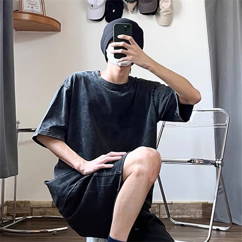 เสื้อยืดแขนสั้นลําลอง ทรงหลวม เข้ากับทุกการแต่งกาย สไตล์ยุโรป อเมริกัน เรโทร แฟชั่นฤดูร้อน สําหรับผู้ชาย และผู้หญิง ไซซ์ M - 8xl