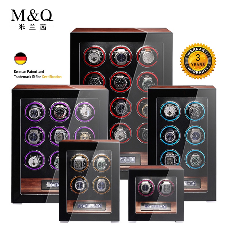 MELANCY แบรนด์ระดับไฮเอนด์  ลายนิ้วมือใหม่รุ่นไขลานอัตโนมัติ 2/4/6/9/12 สล็อตกล่องนาฬิกากลไกคู่พร้อม