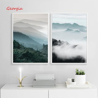 georgia☺ภาพภูเขาแบบไร้กรอบ ภาพพิมพ์สำหรับตกแต่งบ้าน