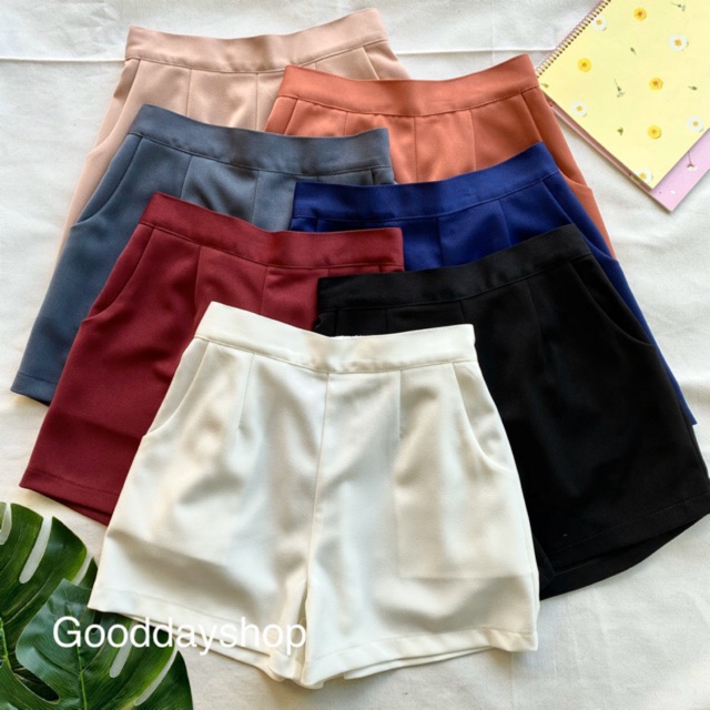 005 กางเกงขาสั้น หน้าเรียบยางยืดหลังฟรีไซส์