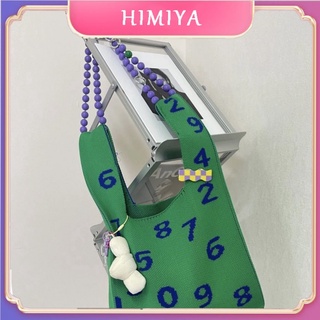 Himiya กระเป๋าเป้สะพายหลัง อเนกประสงค์ แต่งสายโซ่คล้อง ประดับลูกปัดไข่มุก แฮนด์เมด เข้ากับทุกชุด สําหรับใส่โทรศัพท์มือถือ