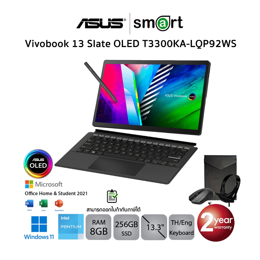 Asus Vivobook 13 Slate OLED T3300KA-LQP92WS Intel Pentium N6000/8GB/256GB/13.3/Win11+Office2021 (Bla