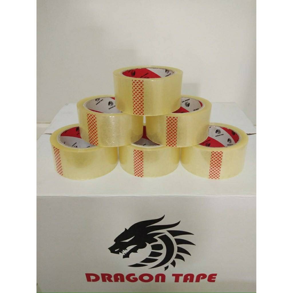 เทปใส/เทปขุ่น 1 ลัง 48/72 ม้วน 2 นิ้ว 45/100/200y Dragon หนา 40micro 48mm Opp Tape สต๊อกเทป เทปยกลัง