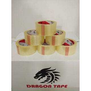 เทปใส/เทปขุ่น 1 ลัง 48/72 ม้วน 2 นิ้ว 45/100/200y Dragon หนา 40 micro 48 mm Clear /Brown Opp Tape สต๊อกเทป เทปยกลัง