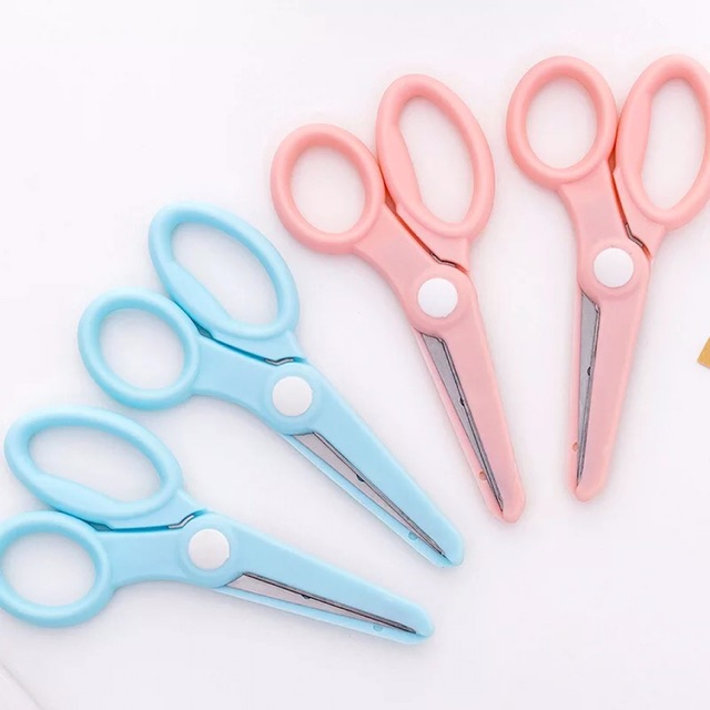 กรรไกร สีพาสเทล (ฟ้า-ชมพู) - Pastel Scissor กรรไกรเด็ก กรรไกรปลายมน