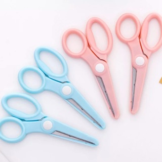 กรรไกร สีพาสเทล (ฟ้า-ชมพู) - Pastel Scissor กรรไกรเด็ก กรรไกรปลายมน