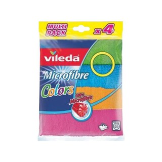 อุปกรณ์ทำความสะอาด VILEDA ผ้าไมโครไฟเบอร์คัลเลอร์ ขนาด 19 x 22 x 5 ซม. (แพ็ค 4) คละสี