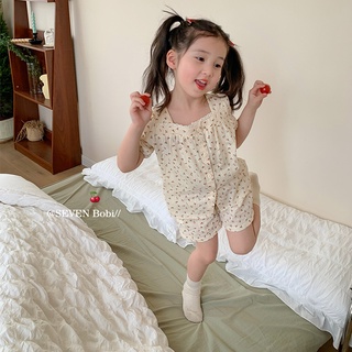 【ชุดเด็กผู้หญิง】ใหม่ ชุดนอนแขนสั้น ระบายอากาศ ขนาดเล็ก น่ารัก แฟชั่นฤดูร้อน สําหรับเด็กผู้หญิง 2023