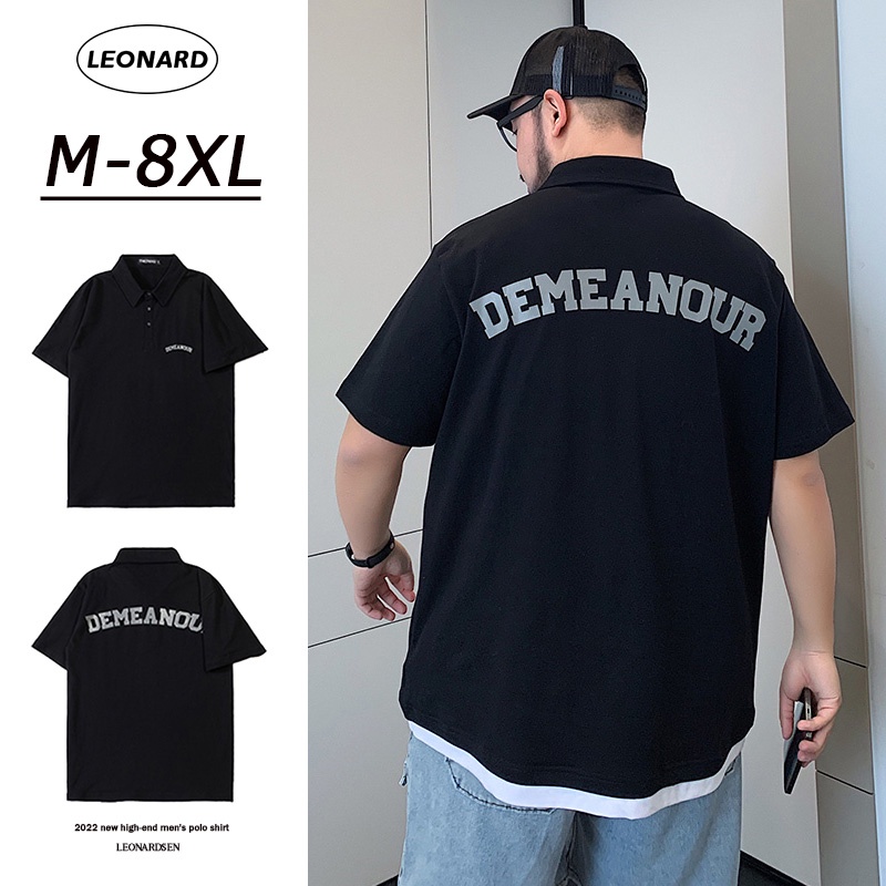 เสื้อยืดโปโล แขนสั้น ทรงหลวม ขนาดใหญ่ 8XL สไตล์เกาหลี สตรีท ไฮเอนด์ สําหรับผู้ชาย