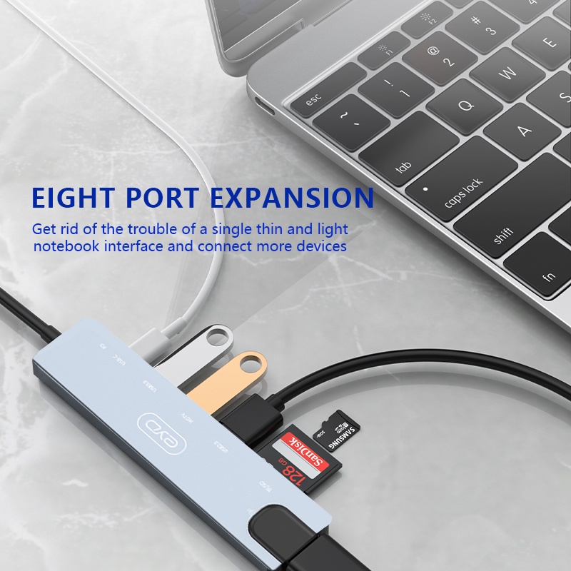 EYD 2017L 8 in 1 Type c Hub USB 3.0 for Laptop Adapter PC Computer PD ...
