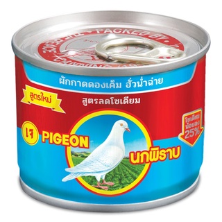 ตรานกพิราบ ผักกาดดองเค็ม ฮั่วน่ำฉ่าย สูตรลดโซเดียม  ฝาดึง ขนาด 140 กรัม (8850035804003)