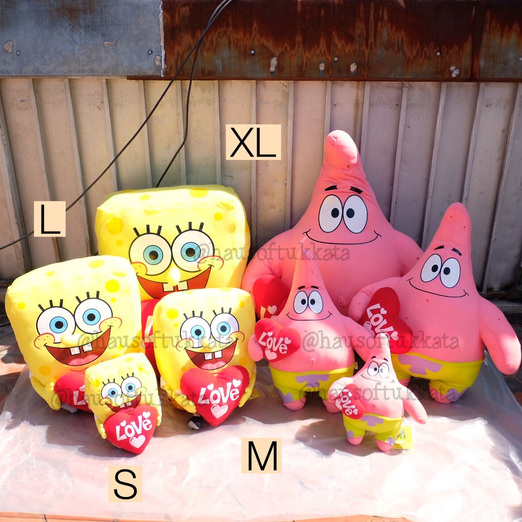 ตุ๊กตา SpongeBob สปอนบ๊อบ & Patrick Star ถือหัวใจ S/M/L/XL Love รัก Valentine วาเลนไทน์ ของขวัญวาเลนไทน์