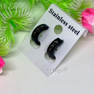 ต่างหู ตุ้มหู จิว ต่างหูผู้ชาย Punk Men Stainless Steel Hoop Piercing Round Earrings for Women Men 1 คู่