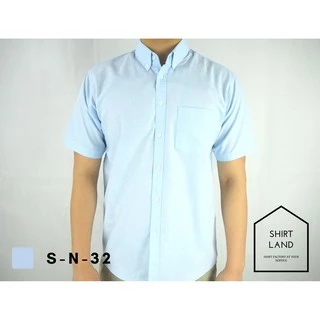 คอปก/แขนสั้น (สีอ่อน) M/L/XL ผ้า OXFORD - SHIRT LAND เสื้อเชิ้ตผู้ชาย Short Sleeve Collar Shirt