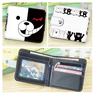 กระเป๋าสตางค์ ใบสั้น แต่งซิป ลายการ์ตูนอนิเมะ Monokuma Danganronpa แบบพับได้ ใส่เหรียญได้