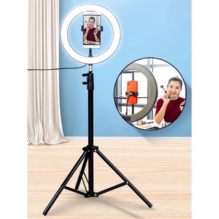 ขาตั้งมือถือ พร้อมไฟ ขาตั้งไลฟ์สด ไฟกลมเซลฟี่ LED Mobile Tripod and Light Set