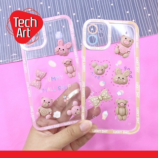 เคส i7+ / i11 / i13 เคสมือถือ นิ่มใส กันกล้อง ซิลิโคน TPU ติดการ์ตูนหมีกระต่ายนูน สุดน่ารักก