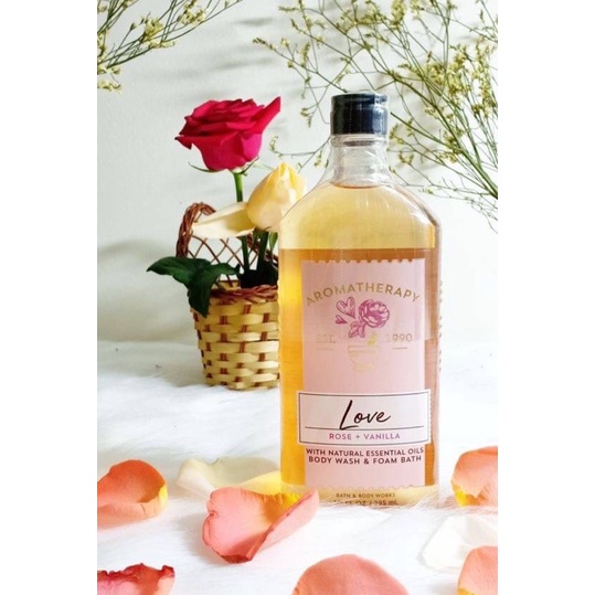 Bath &amp; Body Works aromatherapy love rose vanilla shower gel body wash foam bath 295ml. ของแท้