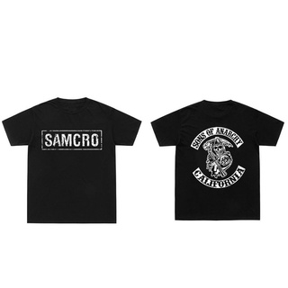 คอลูกเรือใหม่ เสื้อยืดลําลอง แขนสั้น พิมพ์ลาย Sons Of Anarchy Samcro สองด้าน ทรงหลวม สไตล์สตรีท ฮาราจูกุ สําหรับผู้ชาย ผ