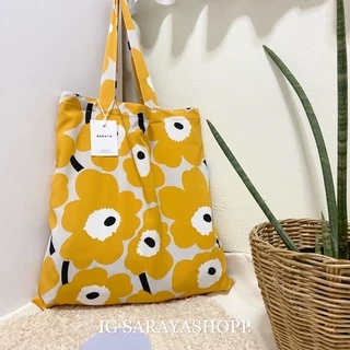 [พร้อมส่ง] กระเป๋าผ้า ลายดอกไม้ 🌷 Tote bag by Saraya