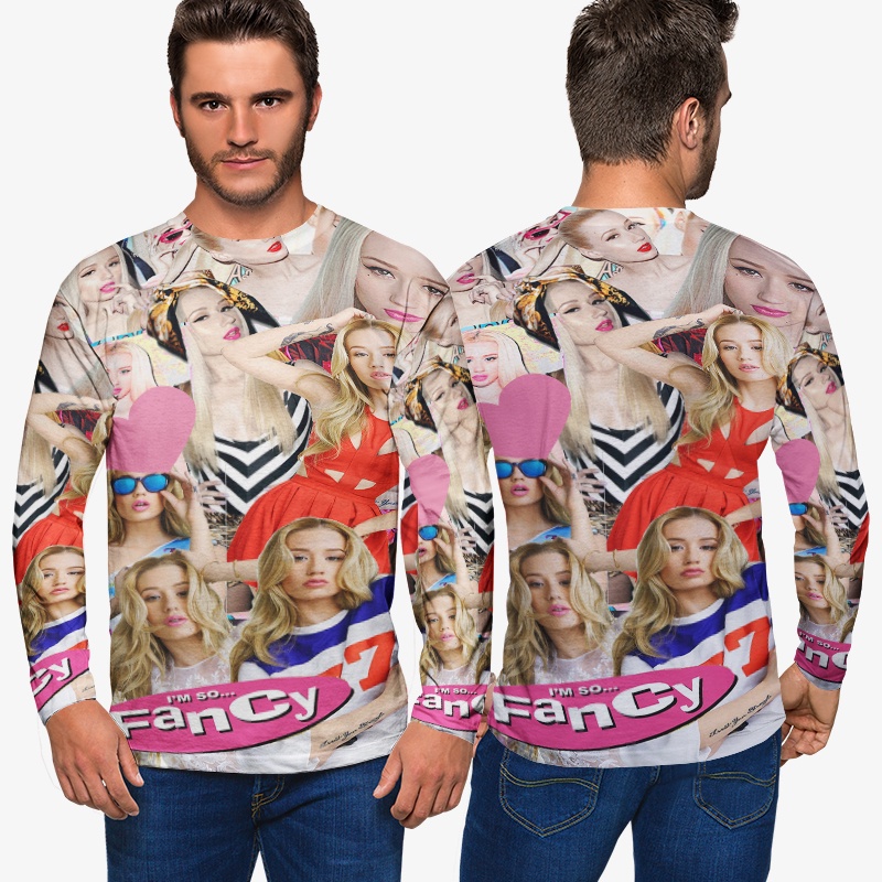 Iggy Azalea Music Collage เสื้อยืดผู้ชายโพลีเอสเตอร์ Jersey สไตล์ลําลองแฟชั่น Unisex Tees