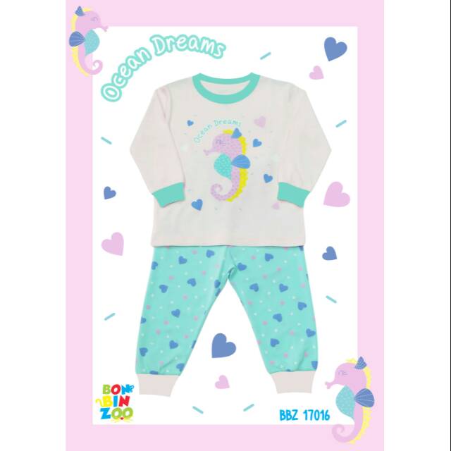 BONBINZOO - ชุดเสื้อผ้าเด็ก 7-12 ปี SNI Oceans Dream Motif ชุดนอนเด็ก / ชุดยาวและสั้นเด็ก