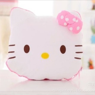 หมอนผ้าห่ม ผ้ากํามะหยี่ขนนิ่ม อเนกประสงค์ ลาย Hello Kitty แบบพับได้ สําหรับเครื่องปรับอากาศ สํานักงาน