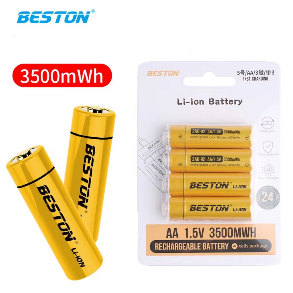 Beston ถ่านชาร์จ Li-ion 1.5V AA 3500mWh /1.5V AAA 1200MWH ถ่านชาร์จลิเธียม ถ่านลิเธียม แบตลิเธียม แบ