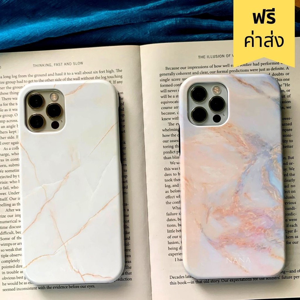 พร้อมส่ง เคสไอโฟน 13, 13 Max, 12 Pro max, 11, X, Xs Max , 7,8 เคสกันกระแทก | เคส 2 ชั้น | เคสลายหินอ่อน สีขาว สีชมพู