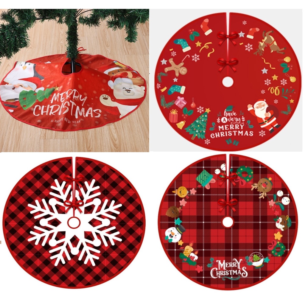 ผ้ารองฐานต้นคริสมาส 90cm ผ้ารองต้นคริสมาส กระโปรงต้นคริสมาส ต้นคริสมาส Christmas Tree Skirt Mat Slip Base Cover Prop