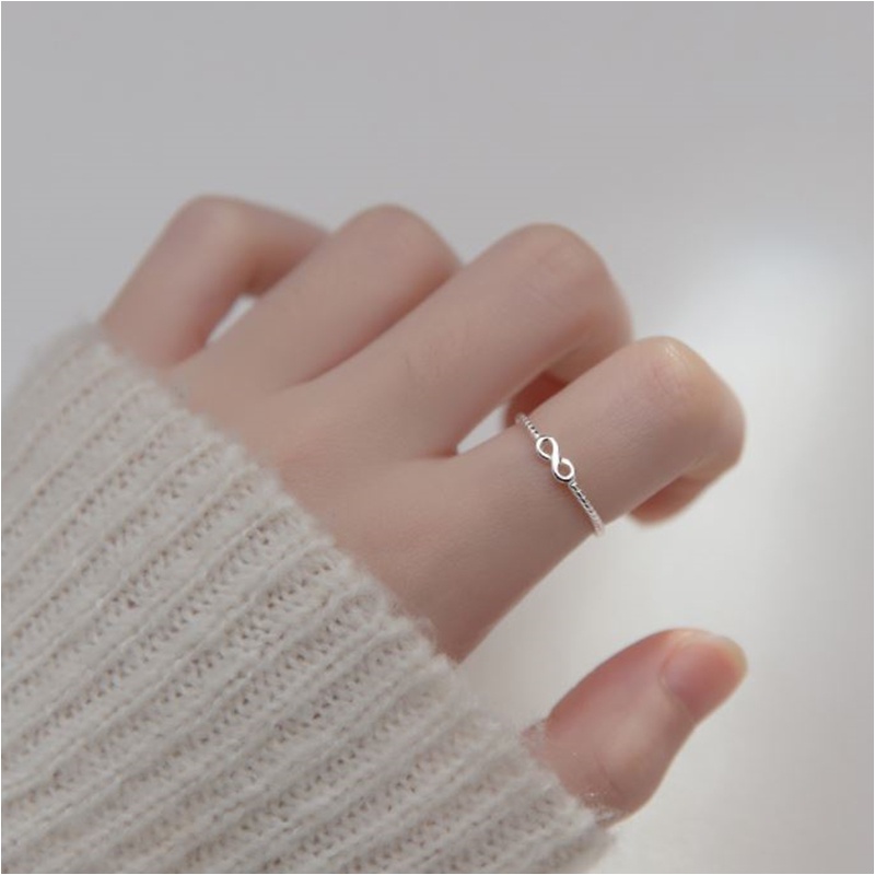 แหวนเงินแท้ 92.5% Infinity (Mini) RGS-028  อินฟินิตี้ สีเงิน และสีโรสโกลด์ ปรับขนาดได้ ราคา ถูกที่สุด ดีลบีเคเค แกลเลอรีภาพที่ 4