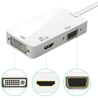Mini 3 in 1 Mini Display Port (DP) to VGA / HD / DVI สายแปลงสัญญาณ