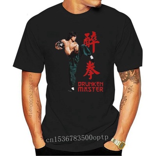 เสื้อยืดผ้าฝ้าย มีฮู้ด ลาย Drunken Master Jackie Chan Uni สีดํา สําหรับผู้ชาย DAnjhd82ENkpmo44Size S-5XL