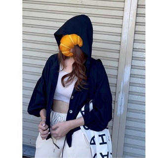 cpjgirlxx |  Croissant Hoodie - 3colors  เสื้อฮู้ดผ้าคอตตอนลินิน