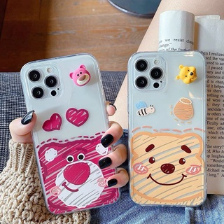 เคส OPPO Reno 7Z Reno 6Z Reno 5Z Reno 7 Reno 6 Reno 5 Reno 4 Reno 4F 5F Reno 7Lite 6Lite 5Lite 4Lite เคสโทรศัพท์มือถือ ซิลิโคนนุ่ม ใส ลายการ์ตูนหมี