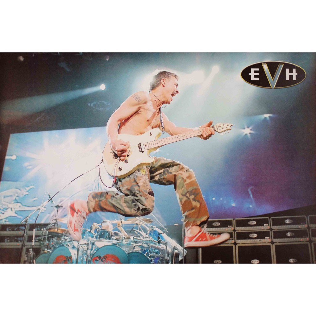 โปสเตอร์ Eddie Van Halen เอ็ดดี แวน แฮเลน มือ กีตาร์ วง ดนตรี รูป ภาพ ติดผนัง สวยๆ poster 34.5x23.5น