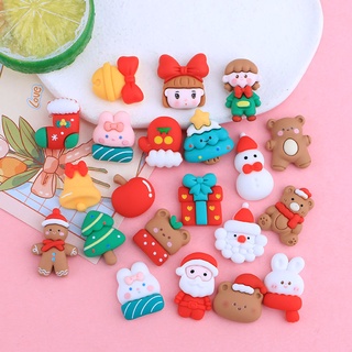 10 ชิ้น / เซต คริสต์มาส ซีรีส์ สโนว์แมน เรซิน หลังแบน Diy ครีมกาว โฮมเมด เคสโทรศัพท์ ขวดน้ํา ตกแต่งปีใหม่