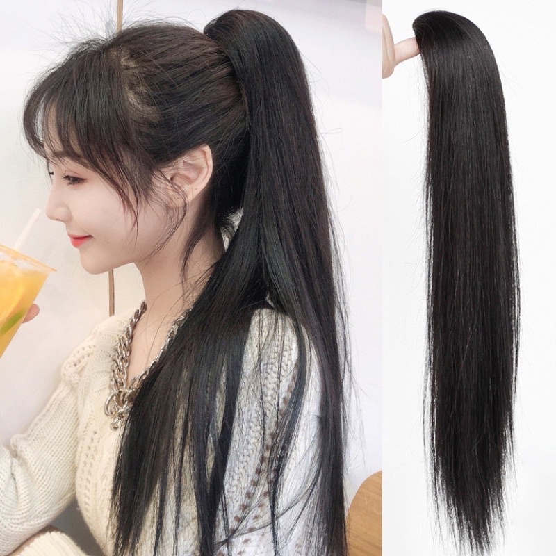 linghongli หางม้าผมตรงยาว35/45/ 65cmหนา กิ๊กหนีบใช้ง่ายสะดวก