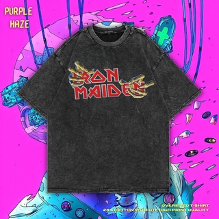 เสื้อยืด ขนาดใหญ่ พิมพ์ลาย Haze Iron Maiden สีม่วง สําหรับผู้หญิง | หินล้างทําความสะอาด | เสื้อยืด ขนาดใหญ่ | เสื้อท็อปส