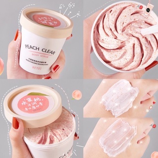 สครับบอดี้พีช(Body Scrub Peach )Peach Clear กะปุกใหญ่200ml.