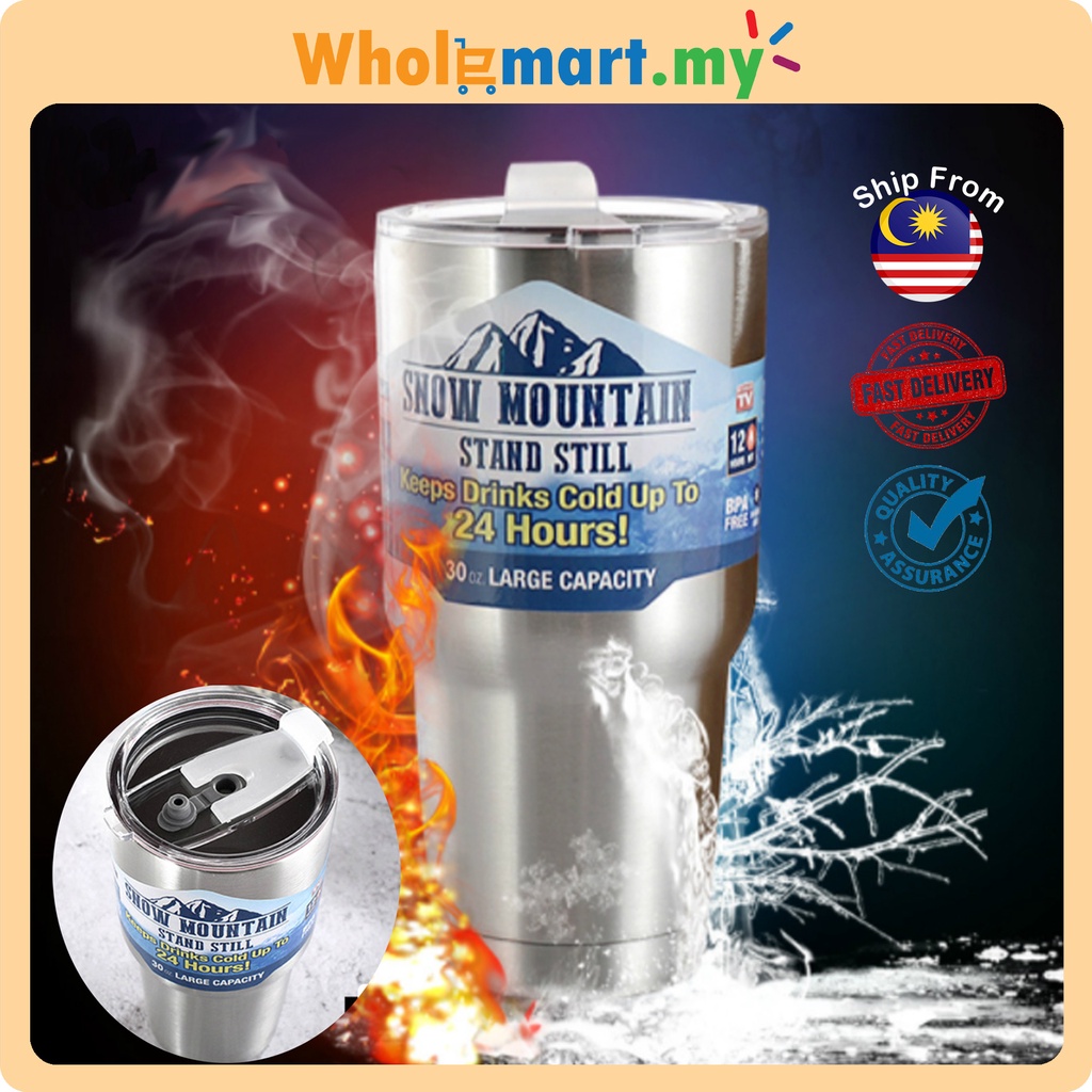 NO ฟรี STRAW900ml 30oz Rocky Mountain Tumbler ฝาปิด Stay ขวดร้อนและเย็น Thermos Thermos Flask 冰杯