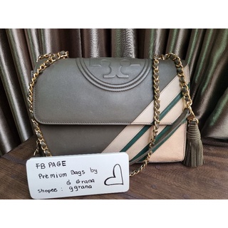 (Used)Tory Burch Bags | Chain Womens Cream / Grayish Green Leather Suede Shoul, Cream/Green/Gray,